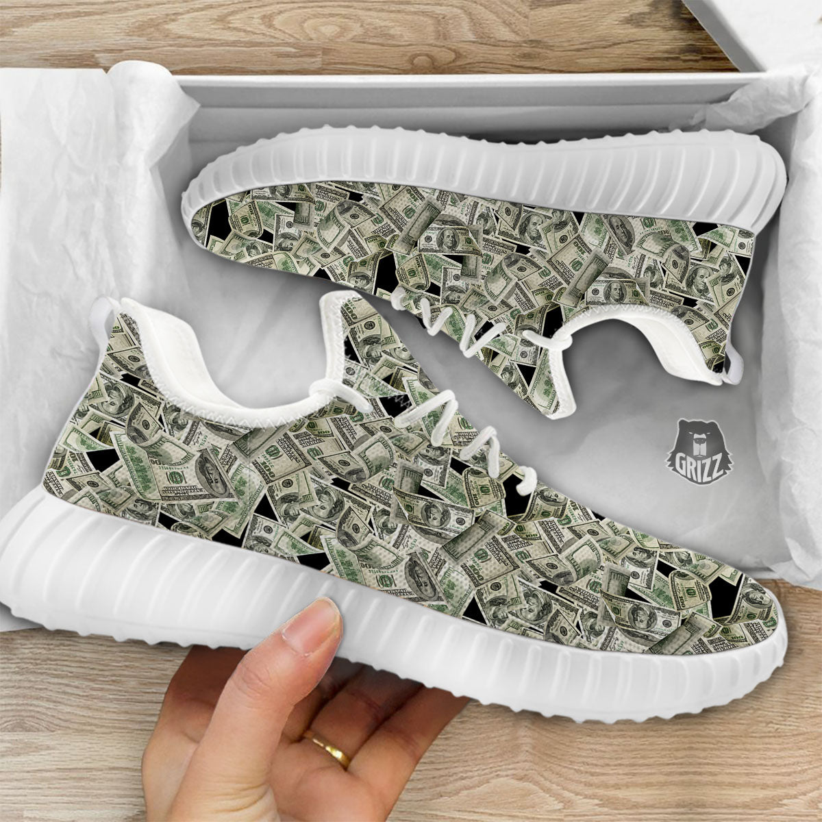 USD Flying Print White Walking Shoes-grizzshop