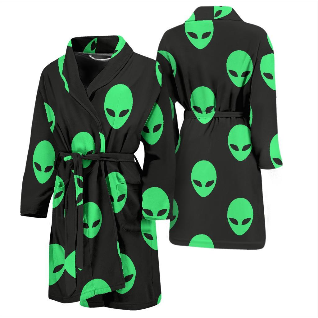 Ufo Alien Pattern Print Men Long Robe-grizzshop