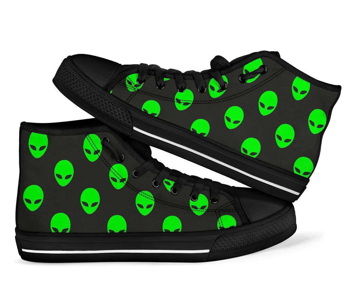 Ufo Alien Pattern Print Men Women's High Top Shoes-grizzshop