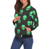 Ufo Alien Pattern Print Women Casual Bomber Jacket-grizzshop