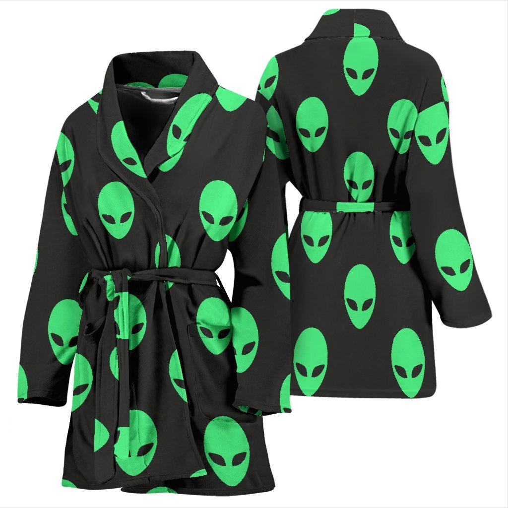 Ufo Alien Pattern Print Women Long Robe-grizzshop