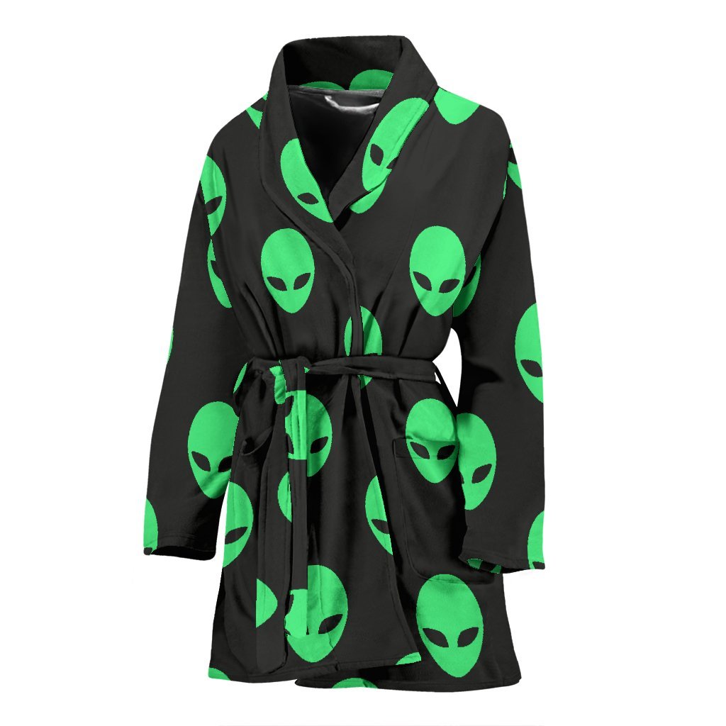 Ufo Alien Pattern Print Women Long Robe-grizzshop