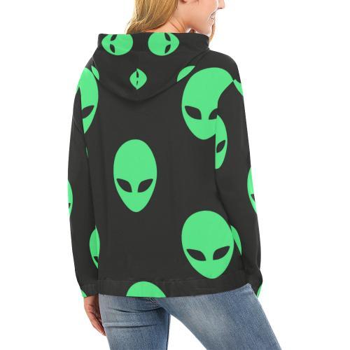 Ufo Alien Pattern Print Women Pullover Hoodie-grizzshop