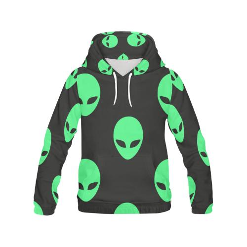 Ufo Alien Pattern Print Women Pullover Hoodie-grizzshop