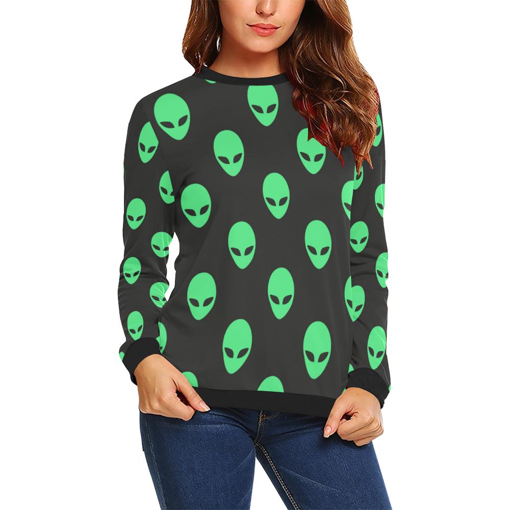 Ufo Alien Pattern Print Women's Sweatshirt-grizzshop