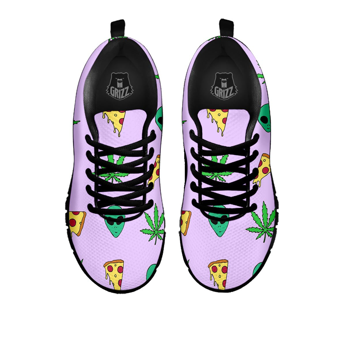 Ufo Pizza Trippy Print Pattern Black Sneaker-grizzshop