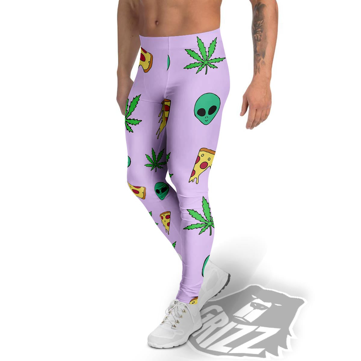 Ufo Pizza Trippy Print Pattern Men's Leggings-grizzshop