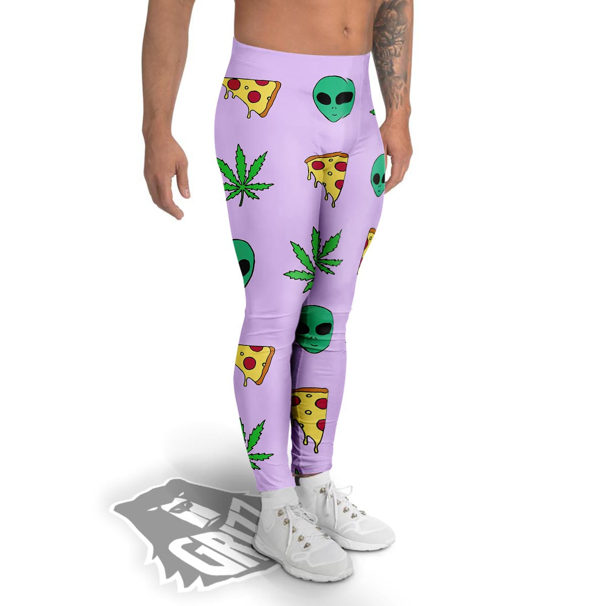 Ufo Pizza Trippy Print Pattern Men's Leggings-grizzshop