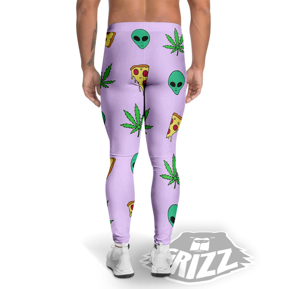 Ufo Pizza Trippy Print Pattern Men's Leggings-grizzshop