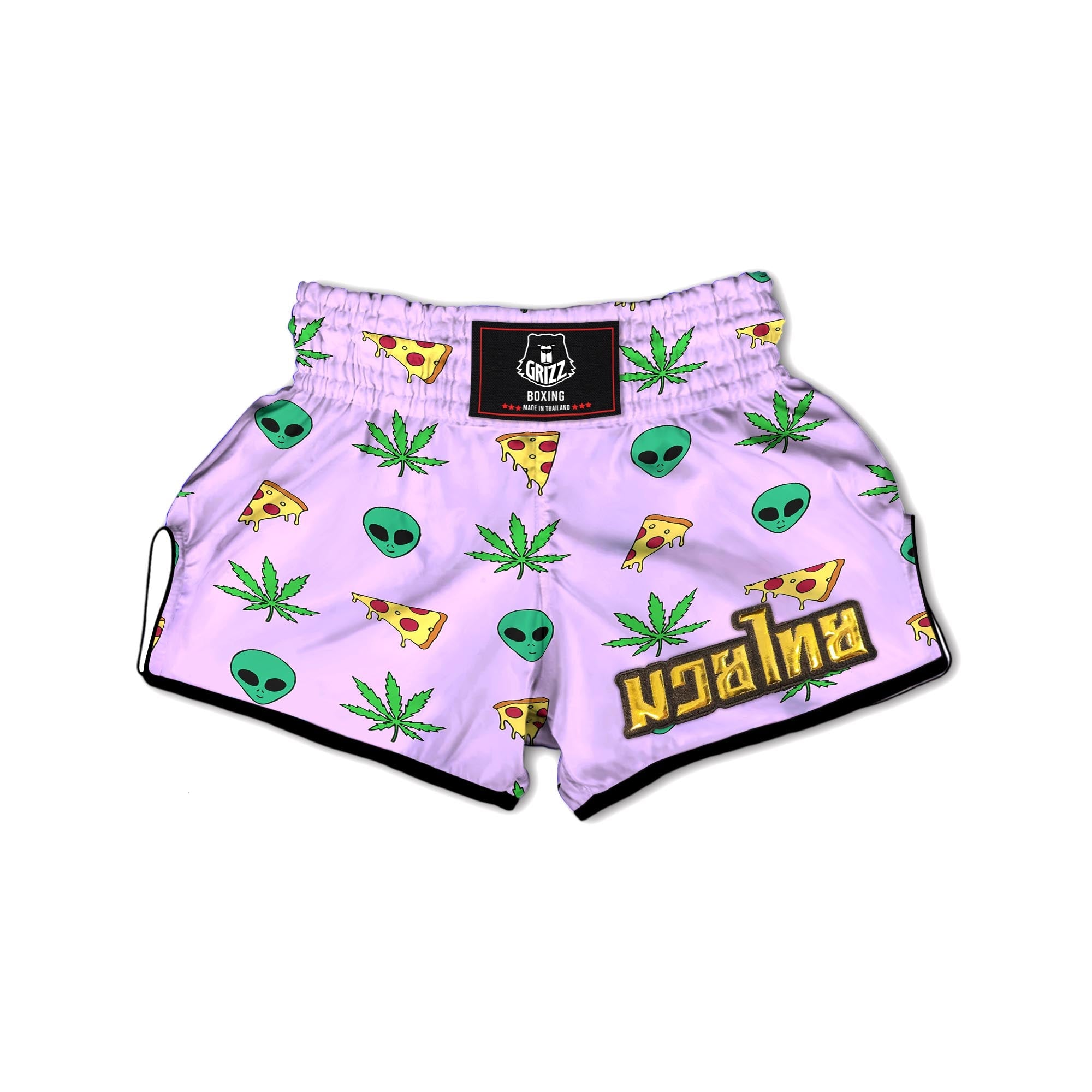 Ufo Pizza Trippy Print Pattern Muay Thai Boxing Shorts-grizzshop