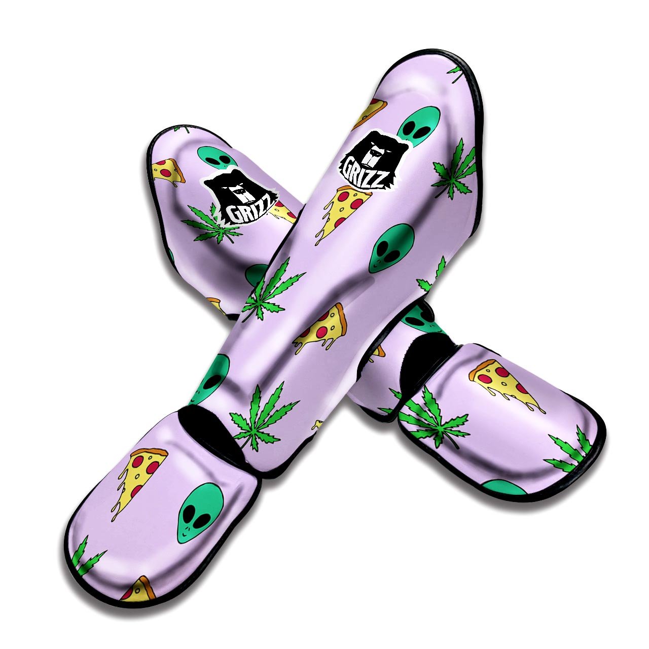 Ufo Pizza Trippy Print Pattern Muay Thai Shin Guards-grizzshop