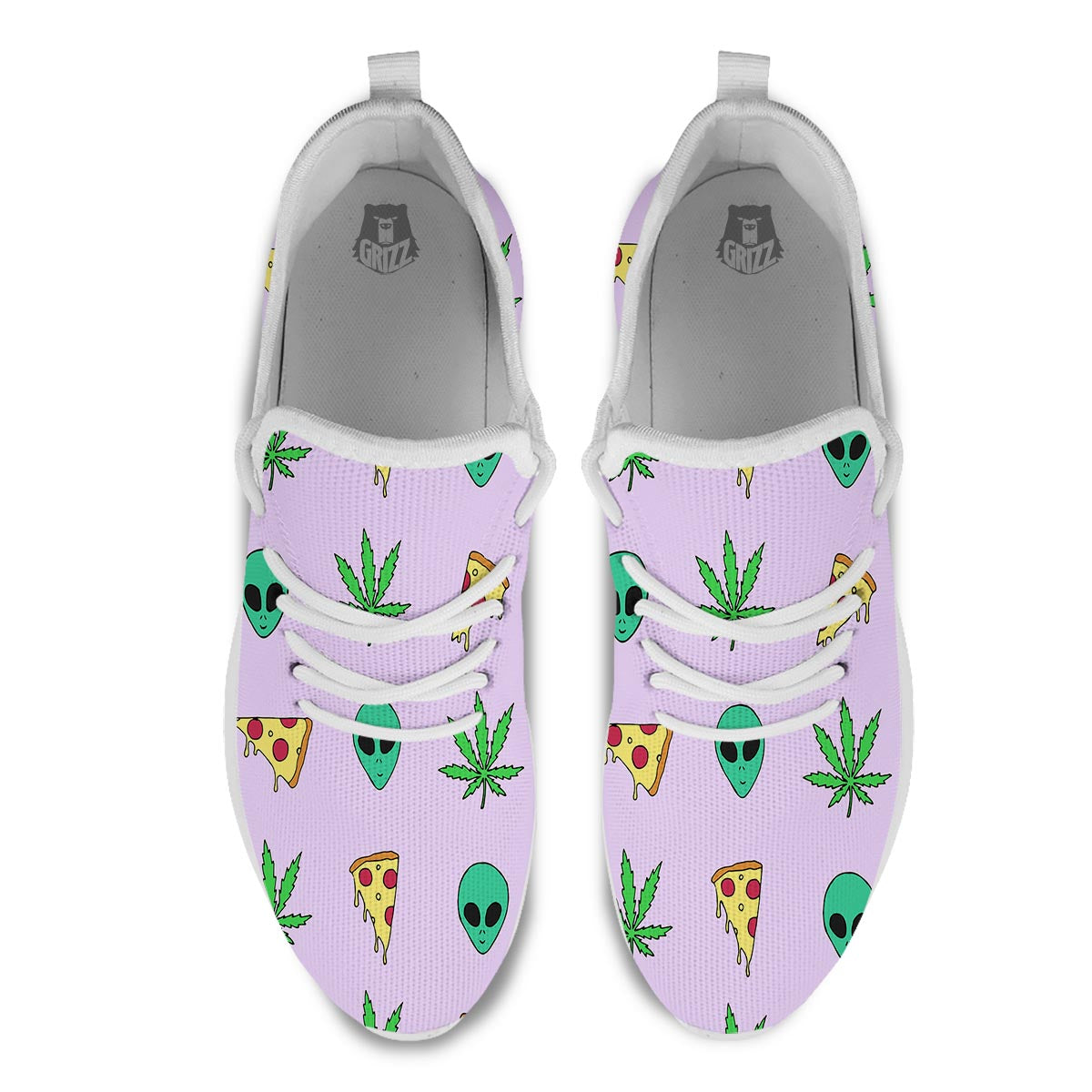 Ufo Pizza Trippy Print Pattern White Athletic Shoes-grizzshop