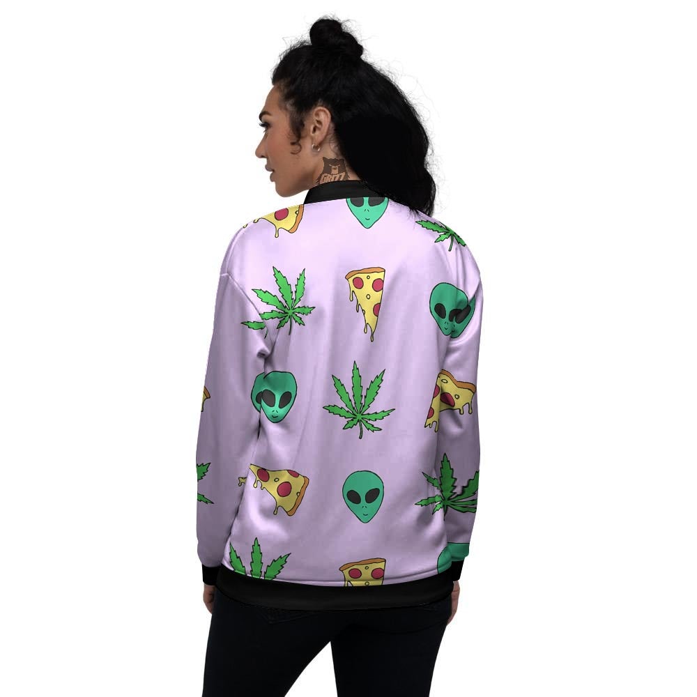 Ufo Pizza Trippy Print Pattern Women's Bomber Jacket-grizzshop