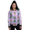 Ufo Pizza Trippy Print Pattern Women's Bomber Jacket-grizzshop