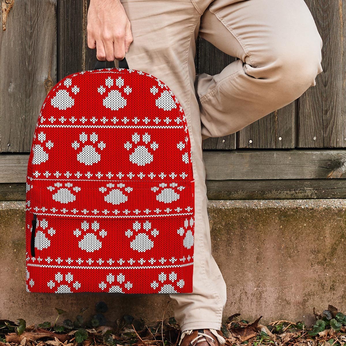 Ugly Christmas Paw Backpack-grizzshop