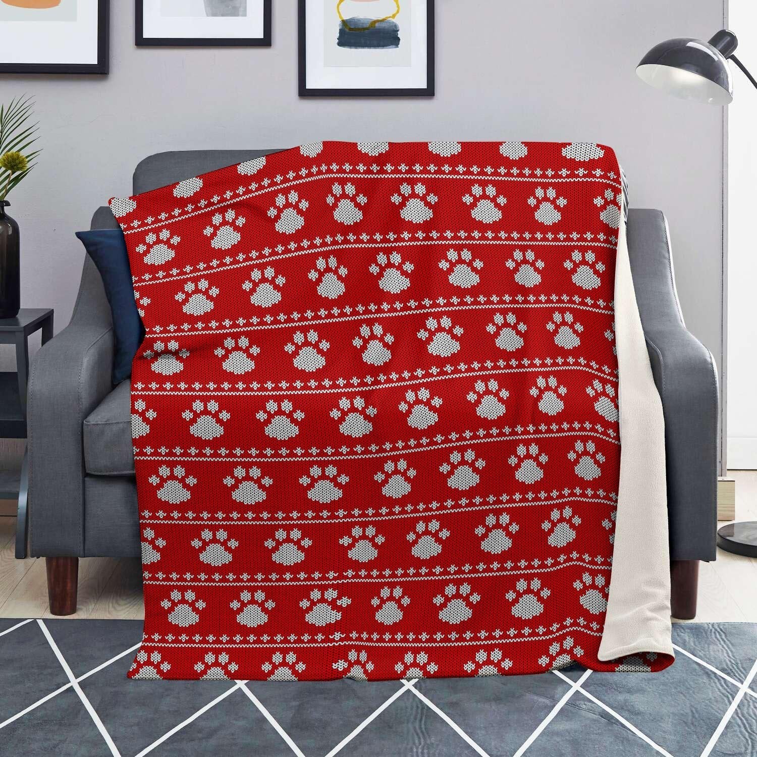 Ugly Christmas Paw Blanket-grizzshop