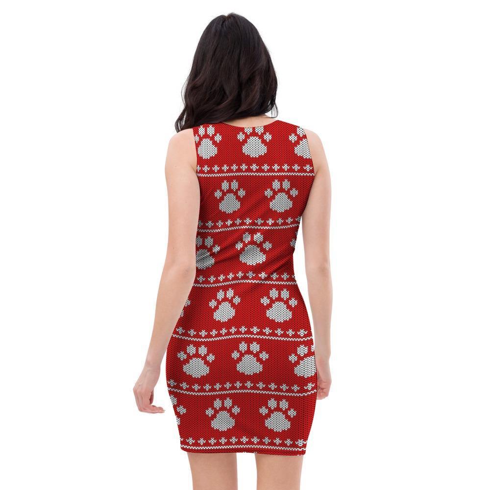 Ugly Christmas Paw Bodycon Dress-grizzshop