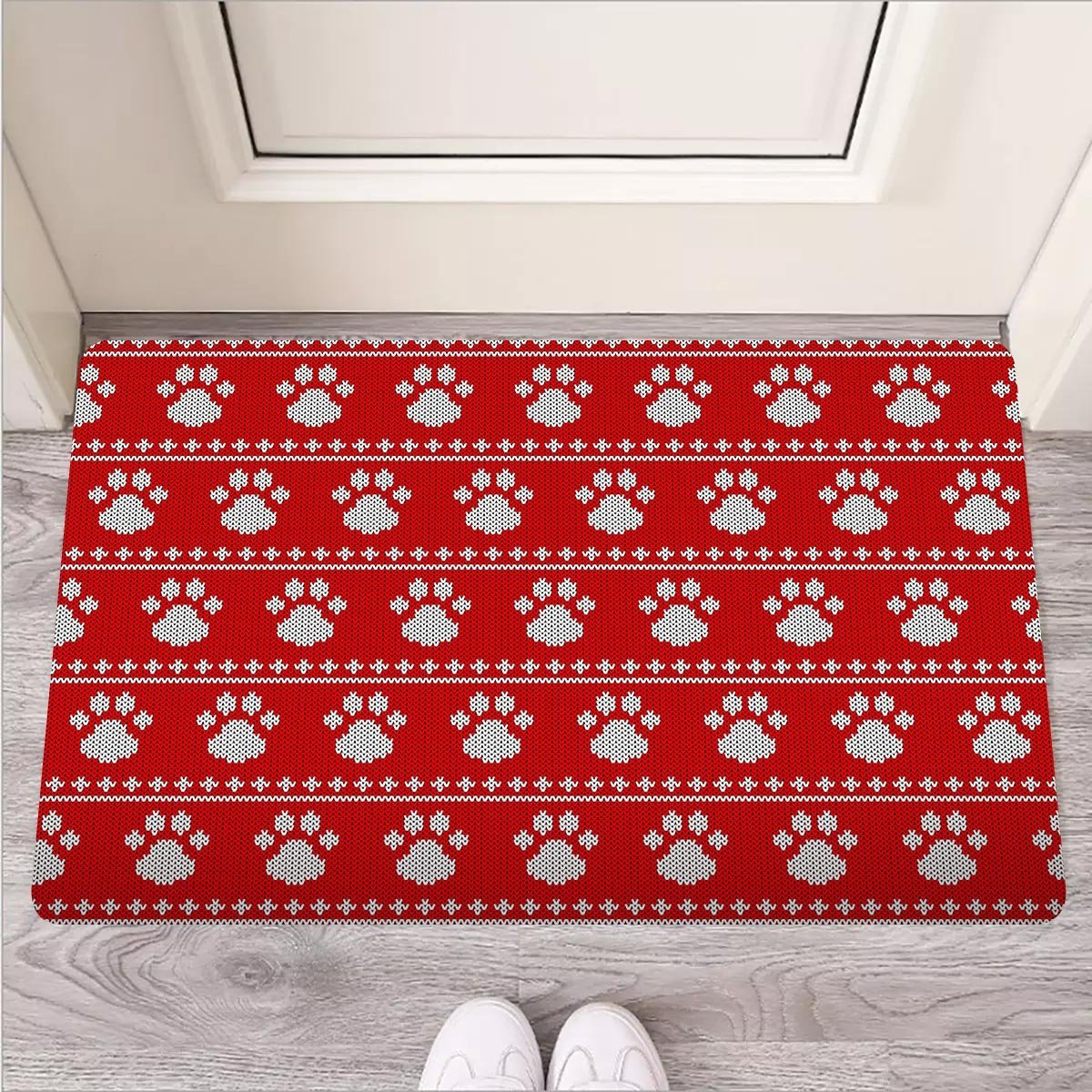 Ugly Christmas Paw Door Mat-grizzshop