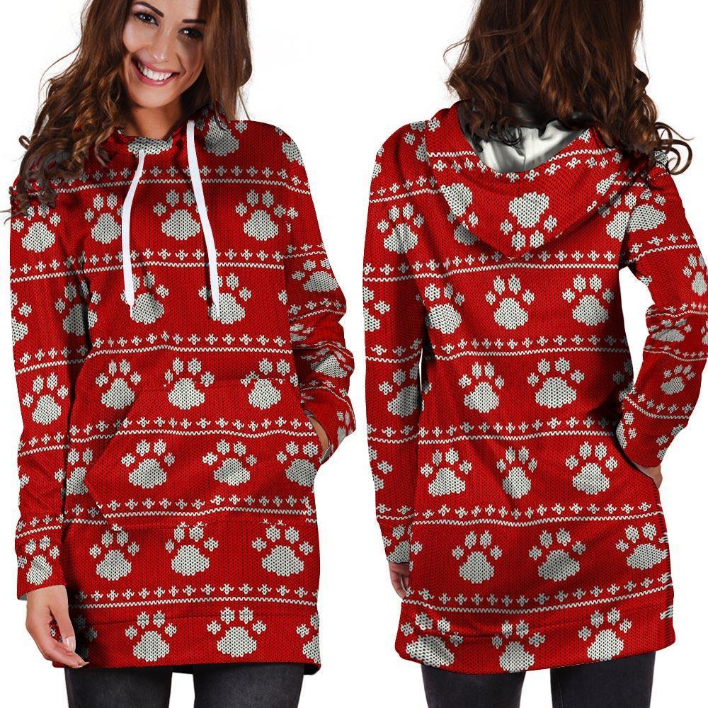 Ugly Christmas Paw Hoodie Dress-grizzshop