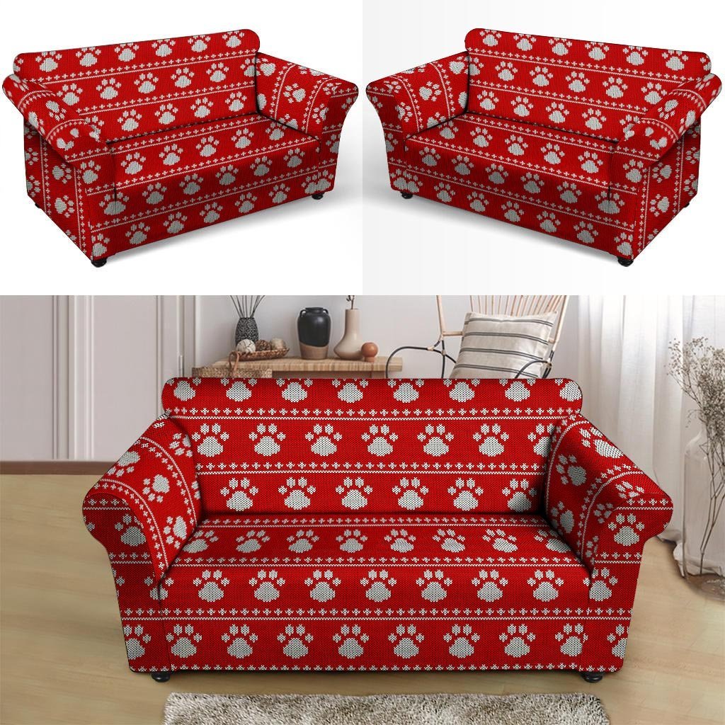 Ugly Christmas Paw Loveseat Cover-grizzshop