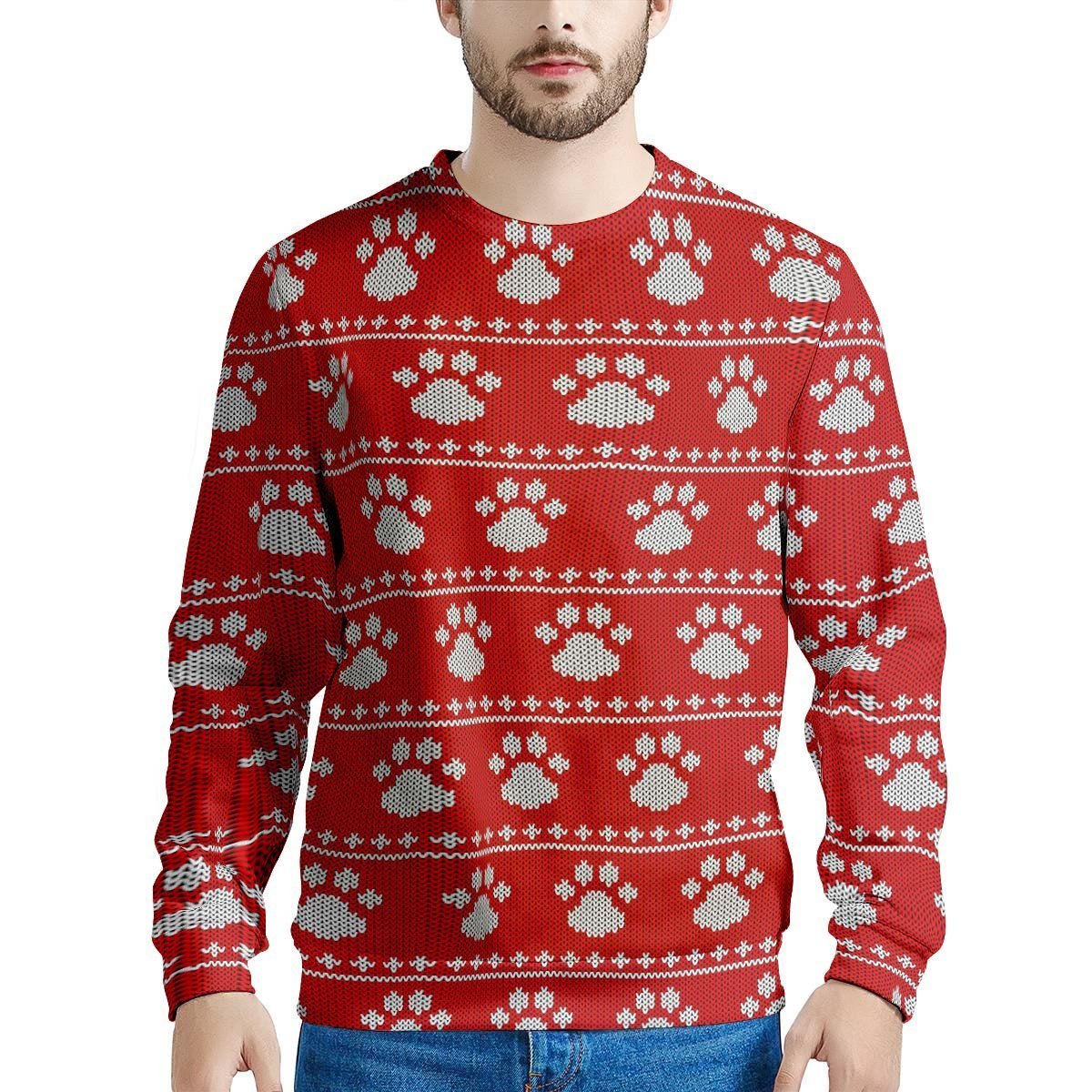 Ugly Christmas Paw Men's Sweatshirt-grizzshop