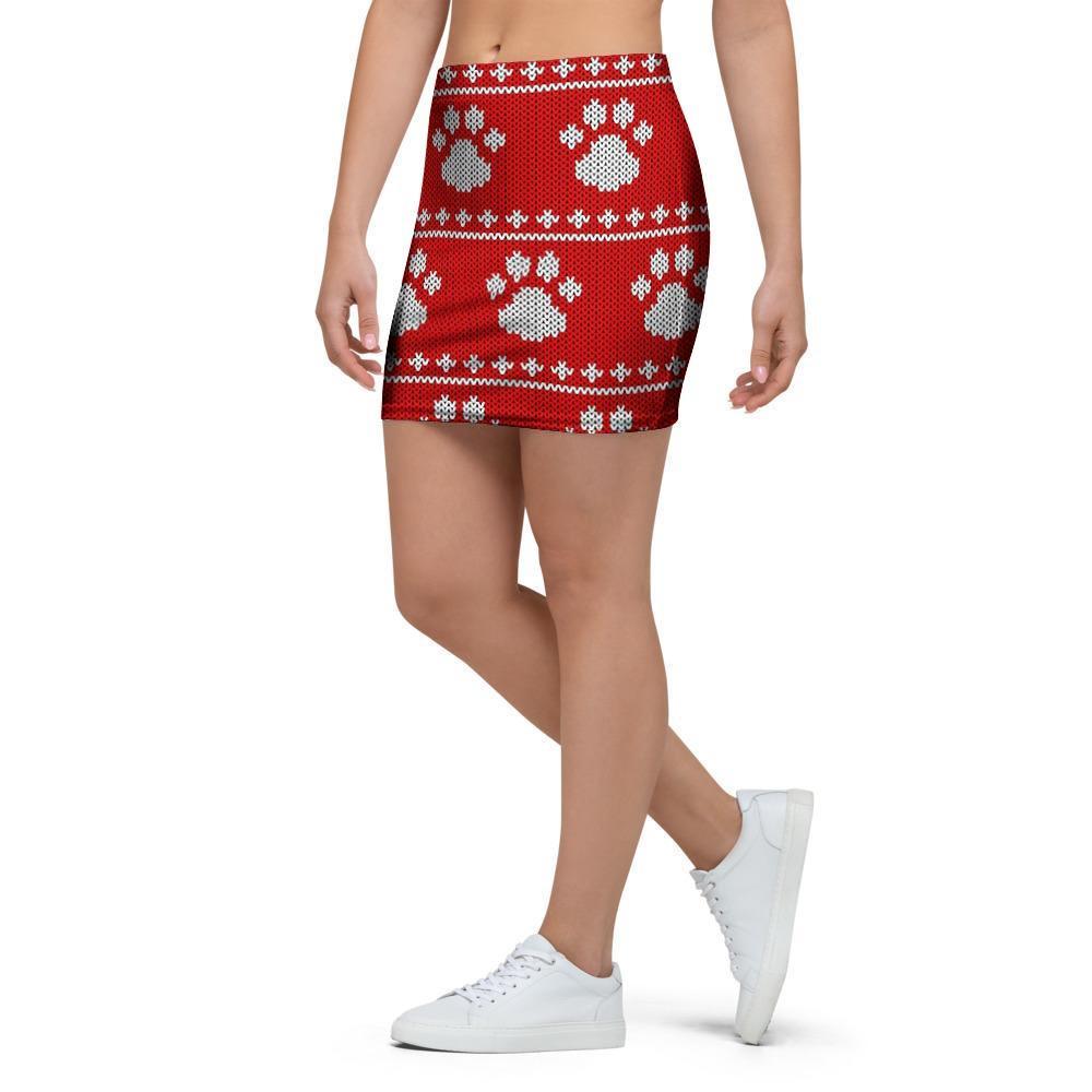 Ugly Christmas Paw Mini Skirt-grizzshop