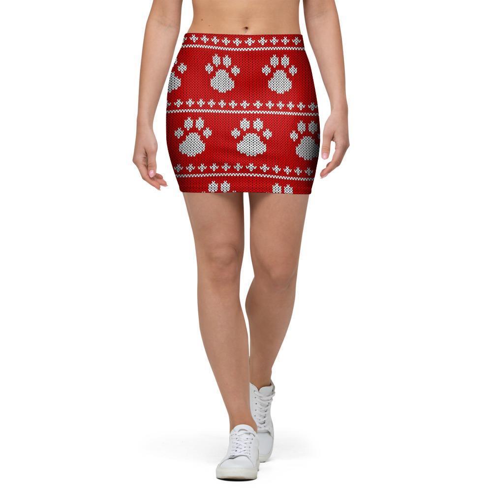 Ugly Christmas Paw Mini Skirt-grizzshop