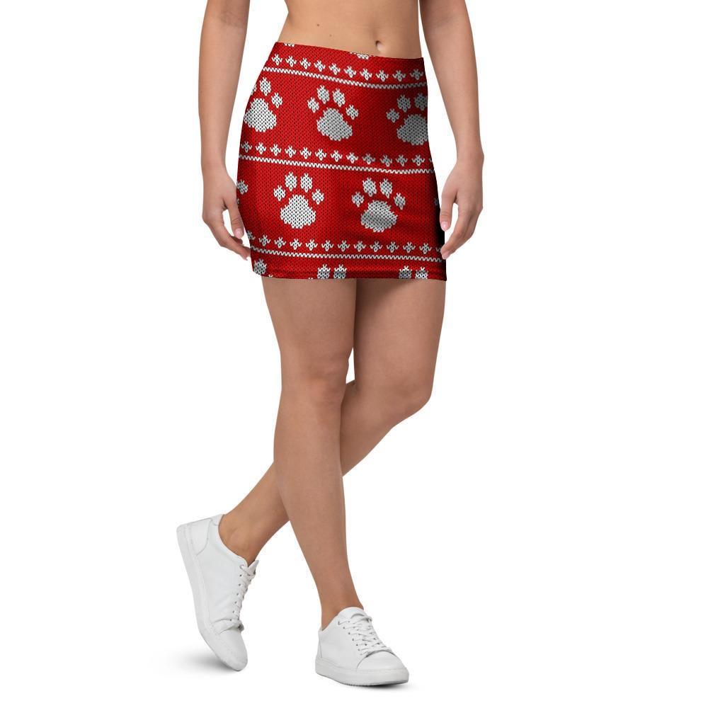 Ugly Christmas Paw Mini Skirt-grizzshop