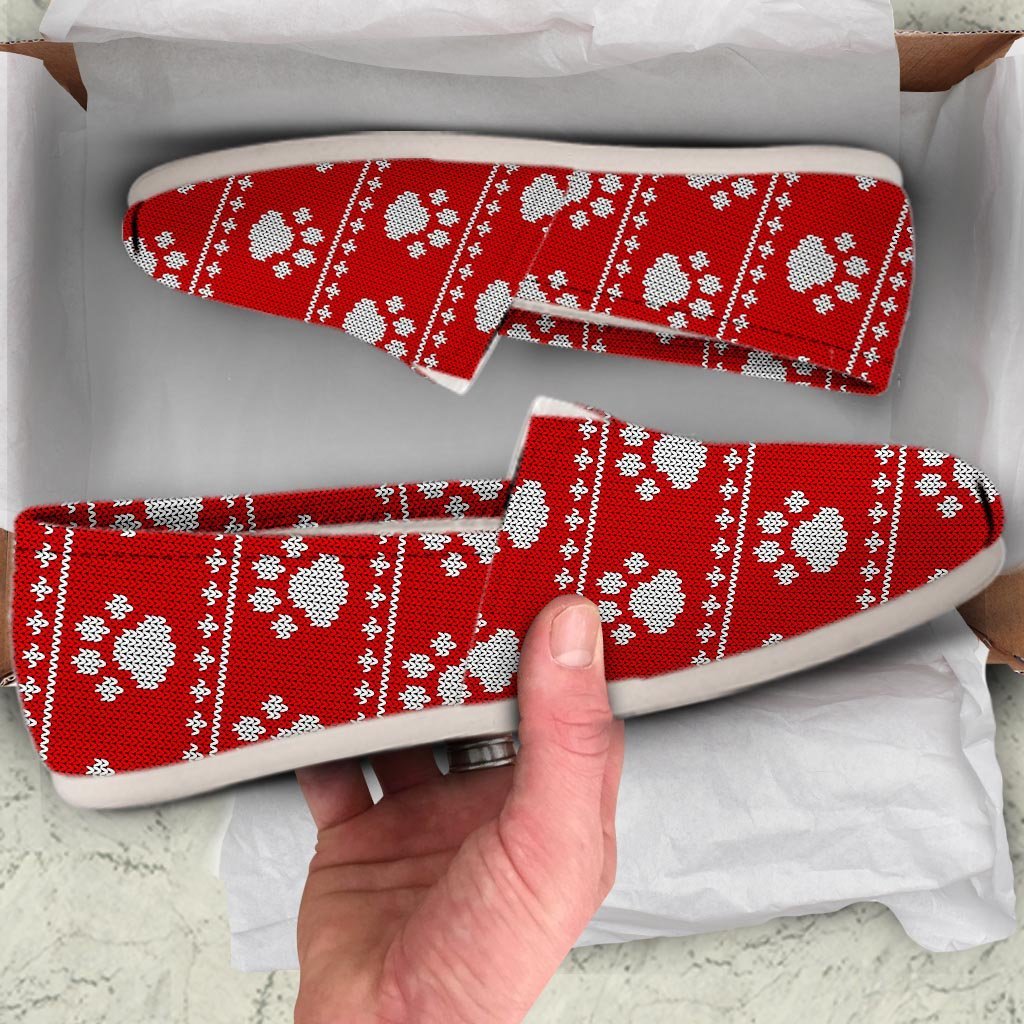 Ugly Christmas Paw Canvas Shoes-grizzshop
