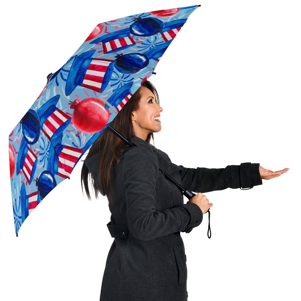 Uncle Sam Balloon Pattern Print Automatic Foldable Umbrella-grizzshop