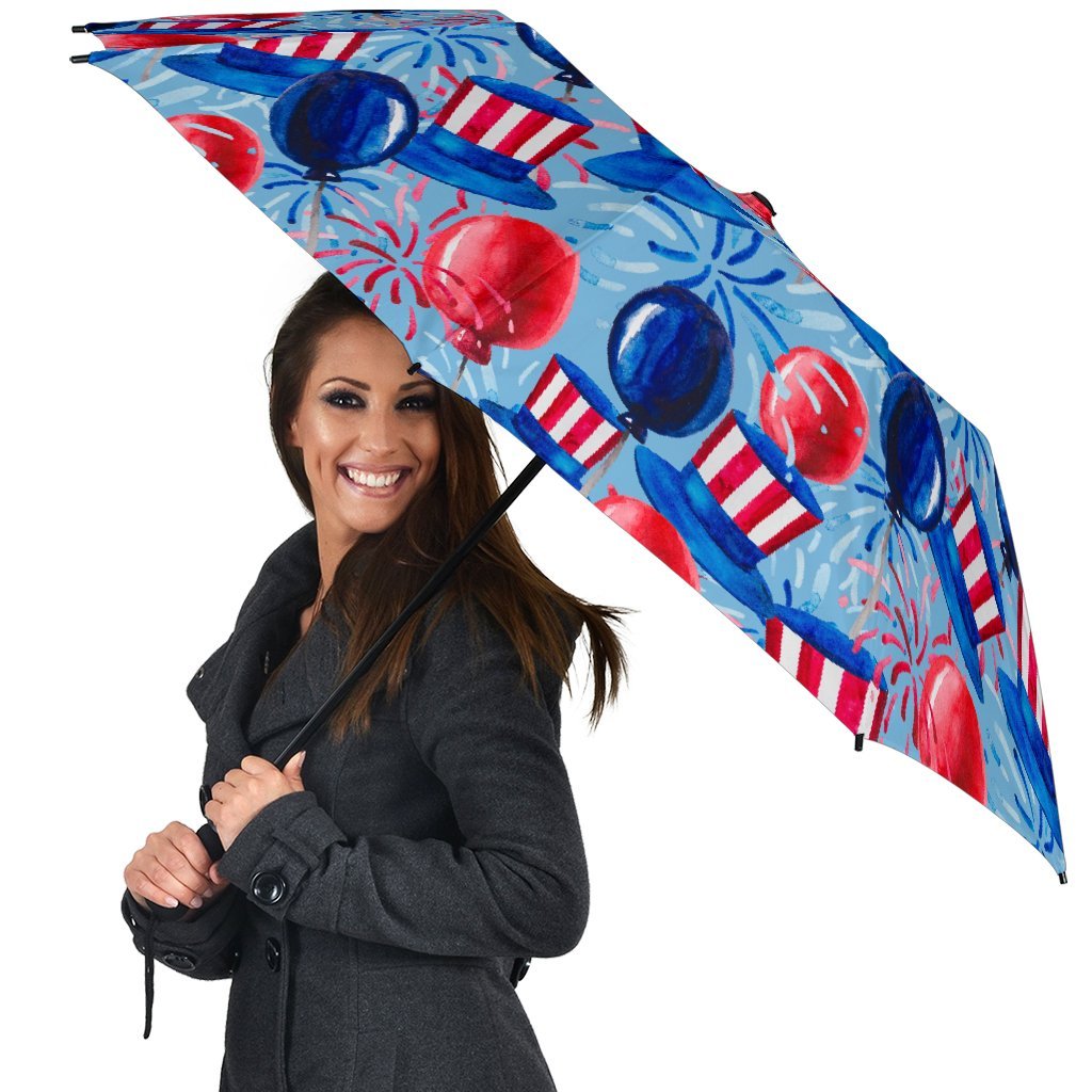 Uncle Sam Balloon Pattern Print Automatic Foldable Umbrella-grizzshop