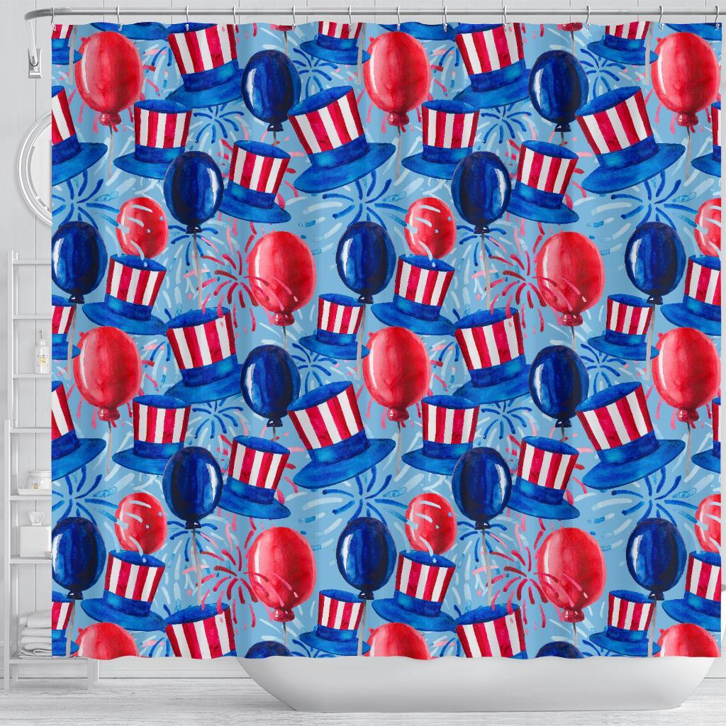 Uncle Sam Balloon Pattern Print Bathroom Shower Curtain-grizzshop