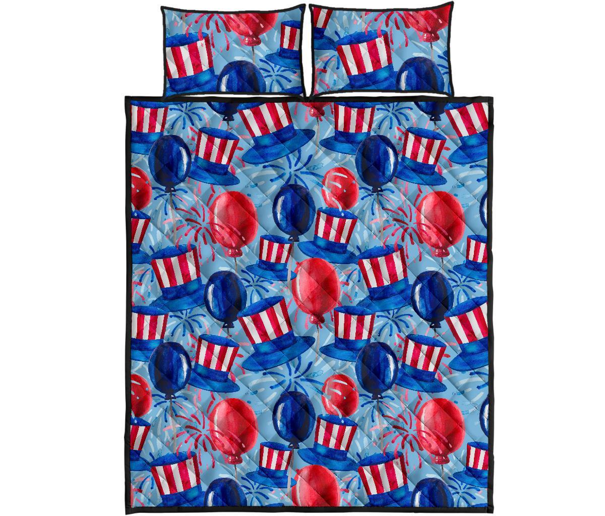 Uncle Sam Balloon Pattern Print Bed Set Quilt-grizzshop