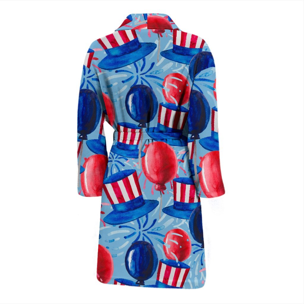 Uncle Sam Balloon Pattern Print Men Long Robe-grizzshop