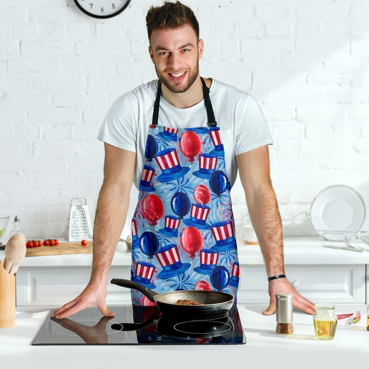 Uncle Sam Balloon Pattern Print Men's Apron-grizzshop