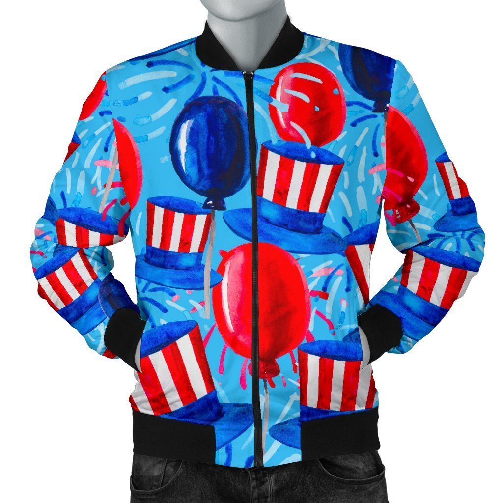 Uncle Sam Balloon Pattern Print Men's Bomber Jacket-grizzshop