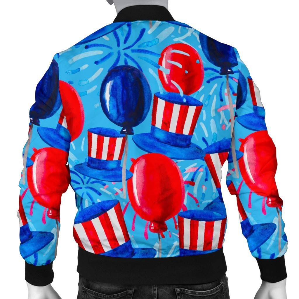 Uncle Sam Balloon Pattern Print Men's Bomber Jacket-grizzshop