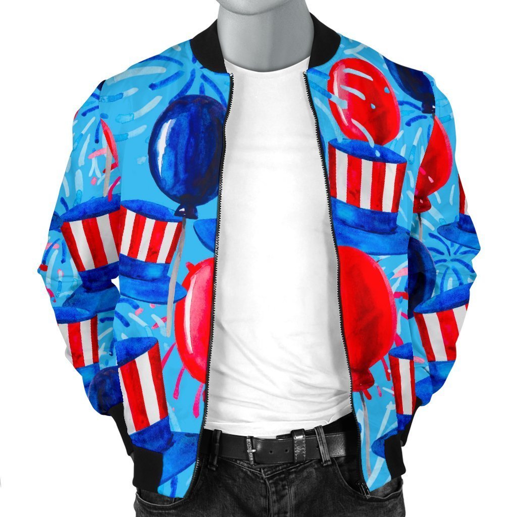 Uncle Sam Balloon Pattern Print Men's Bomber Jacket-grizzshop