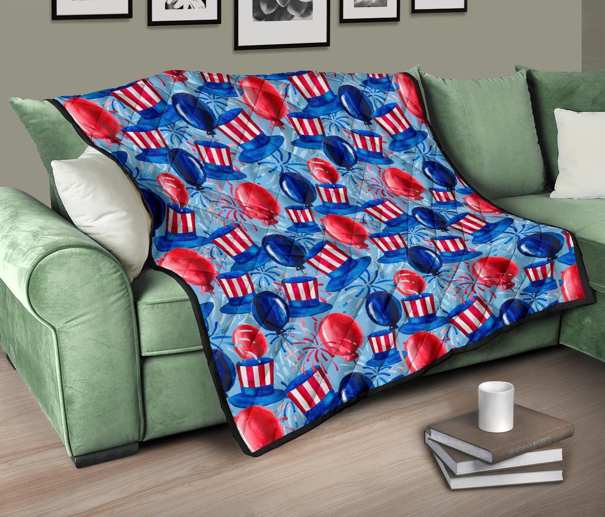 Uncle Sam Balloon Pattern Print Quilt-grizzshop