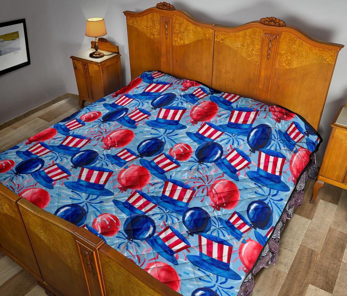 Uncle Sam Balloon Pattern Print Quilt-grizzshop