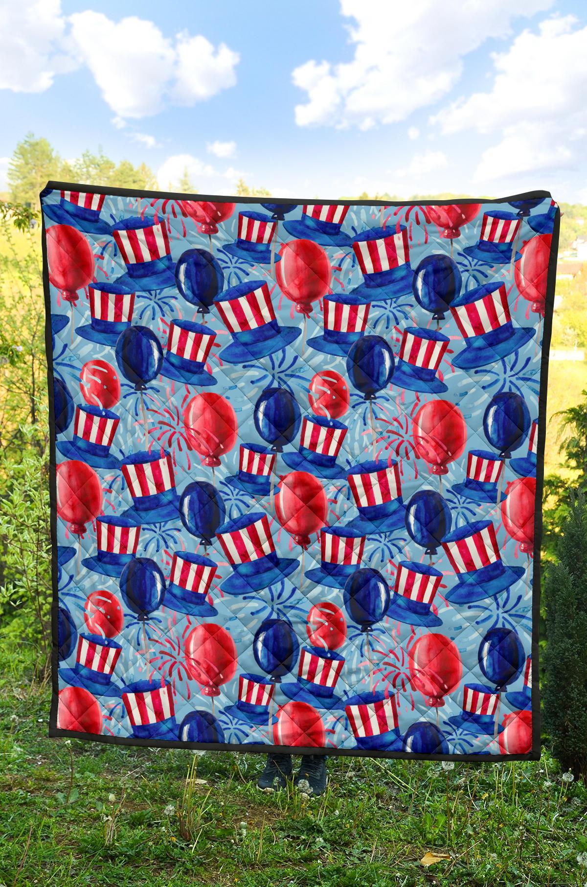 Uncle Sam Balloon Pattern Print Quilt-grizzshop