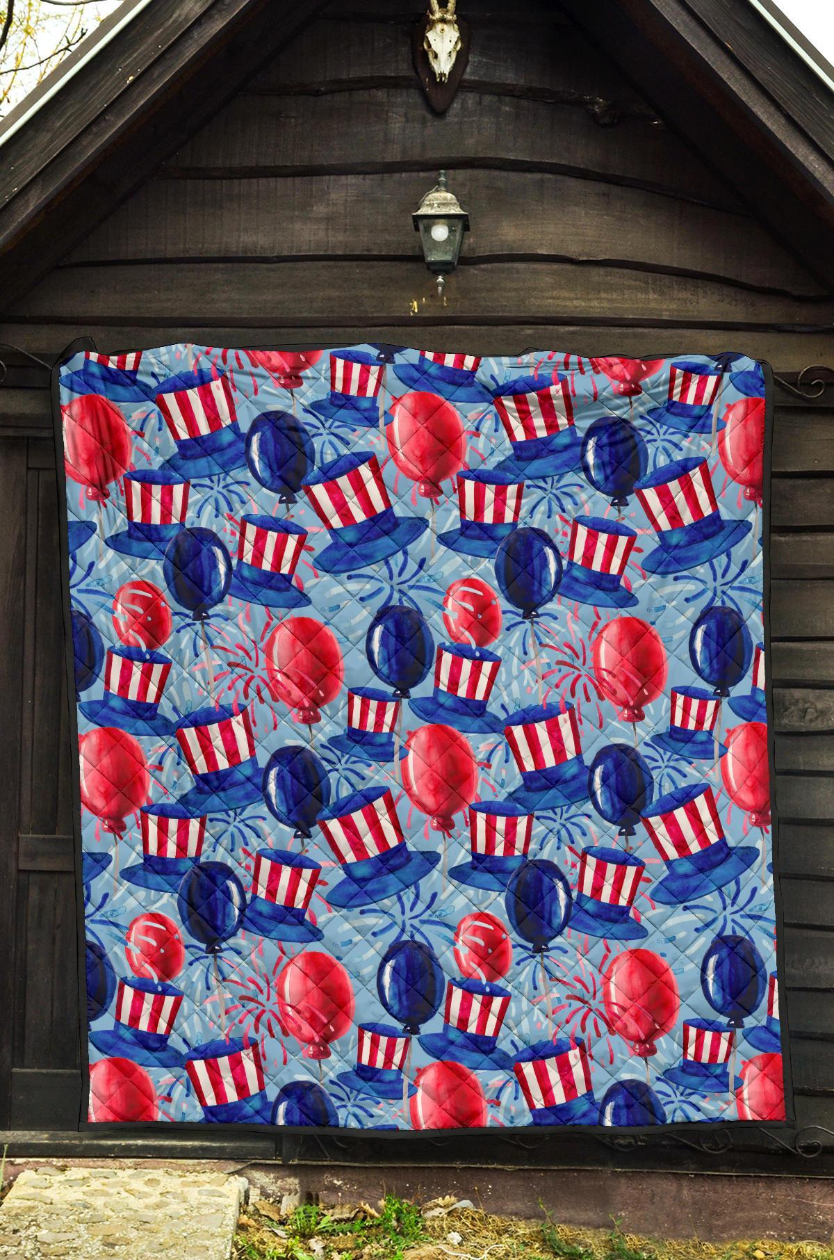 Uncle Sam Balloon Pattern Print Quilt-grizzshop