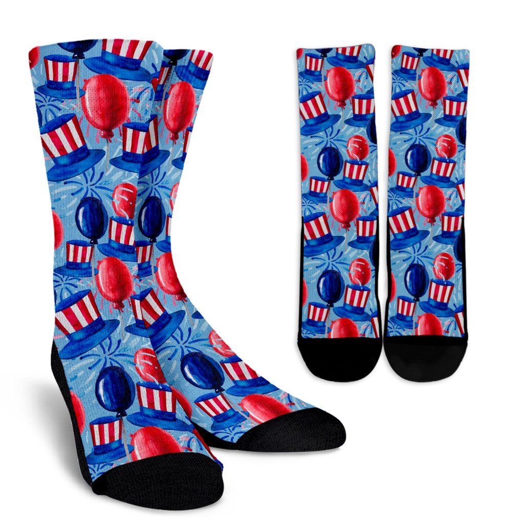 Uncle Sam Balloon Pattern Print Unisex Crew Socks-grizzshop