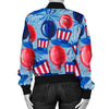 Uncle Sam Balloon Pattern Print Women Casual Bomber Jacket-grizzshop