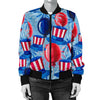 Uncle Sam Balloon Pattern Print Women Casual Bomber Jacket-grizzshop