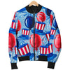 Uncle Sam Balloon Pattern Print Women Casual Bomber Jacket-grizzshop