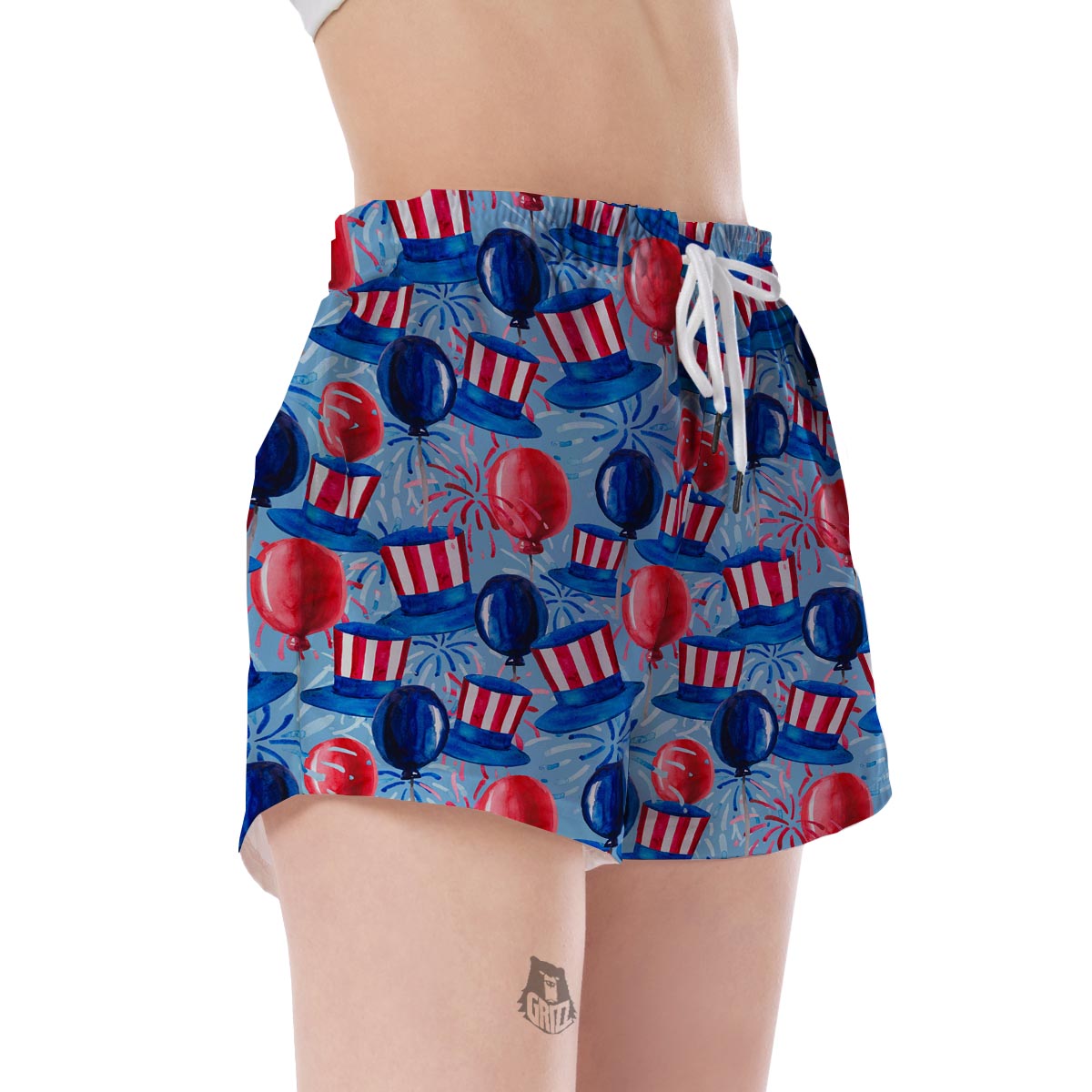 Uncle Sam Balloon Pattern Print Women's Shorts-grizzshop