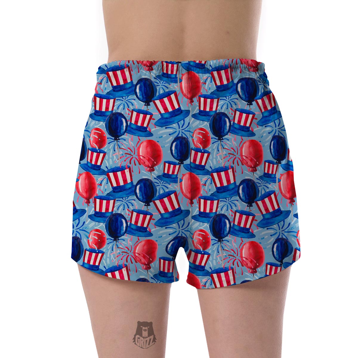 Uncle Sam Balloon Pattern Print Women's Shorts-grizzshop