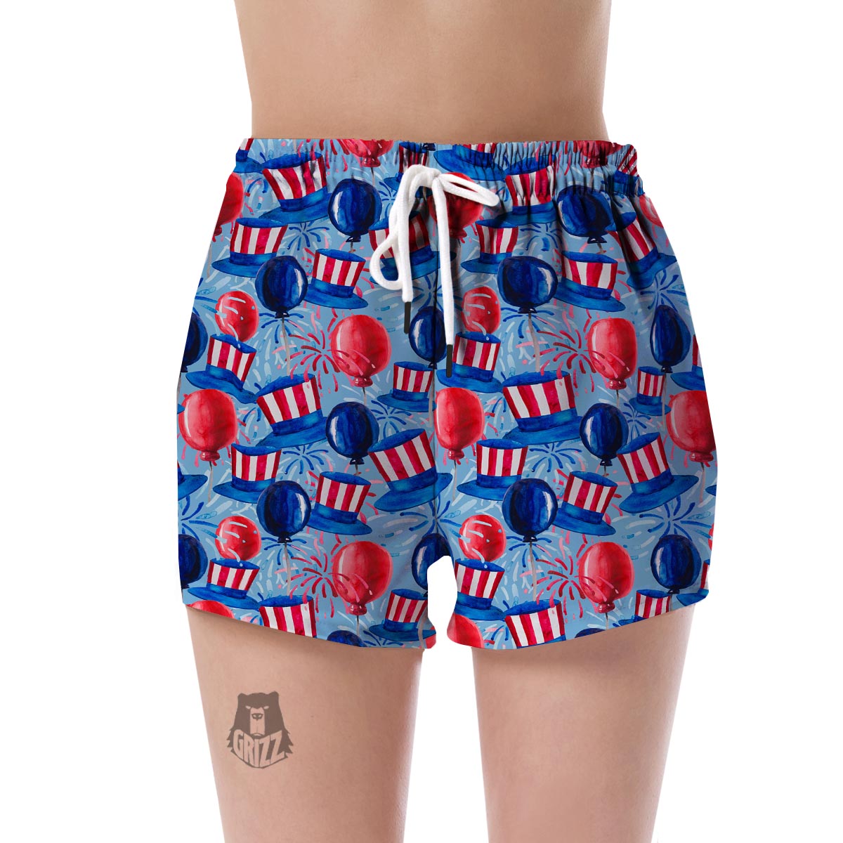 Uncle Sam Balloon Pattern Print Women's Shorts-grizzshop