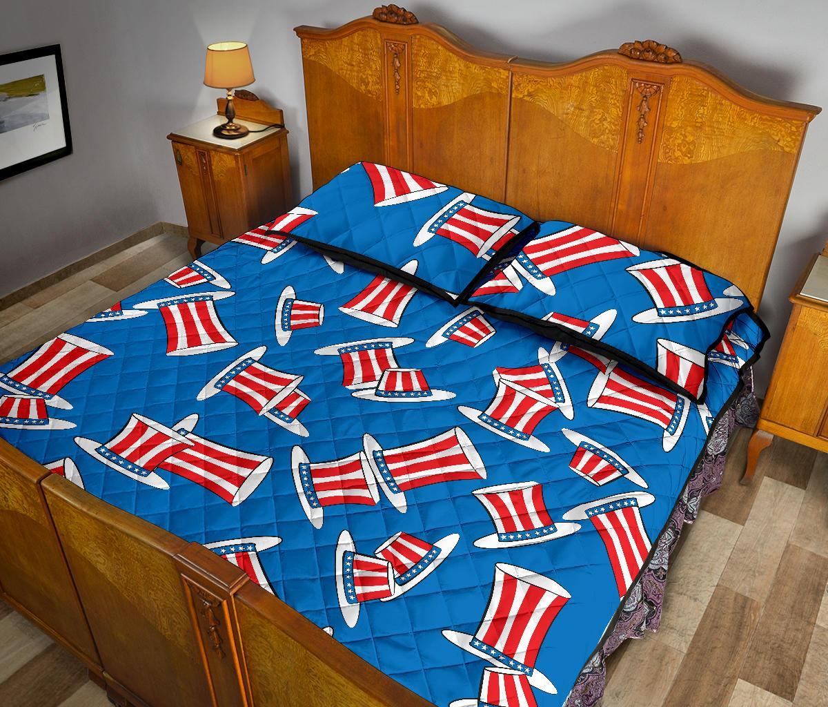 Uncle Sam Pattern Print Bed Set Quilt-grizzshop